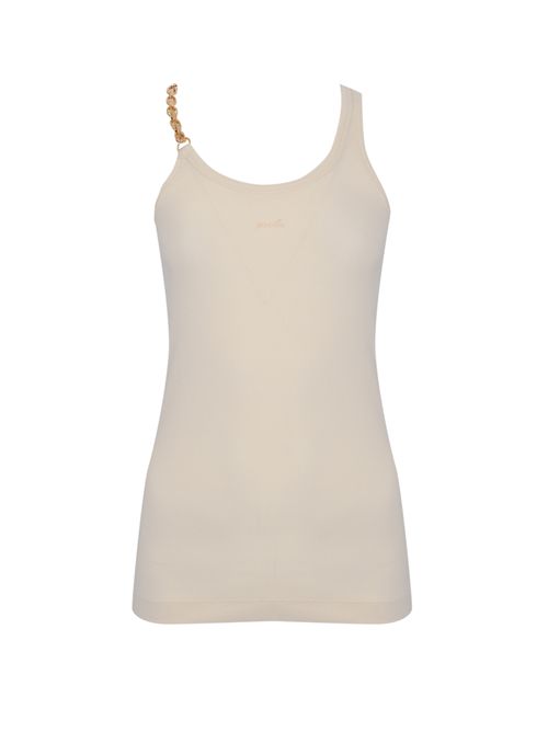 Canotta Charlene in cotone a costine con spallina catena Beige PINKO | 106633 A32CC03